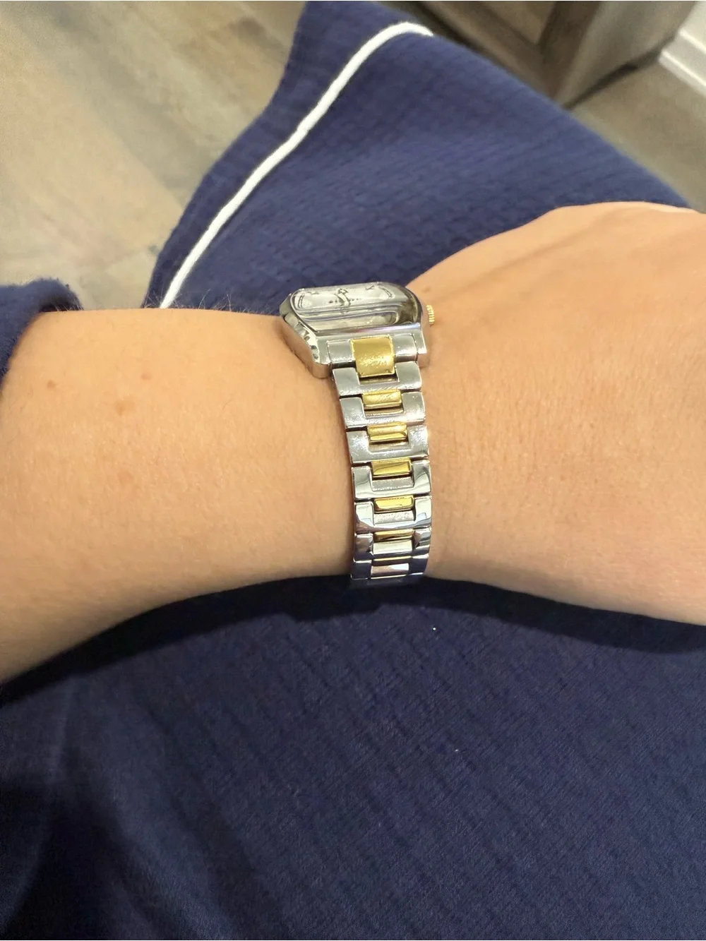 Bulova Silver and Gold Tonneau Dress Watch